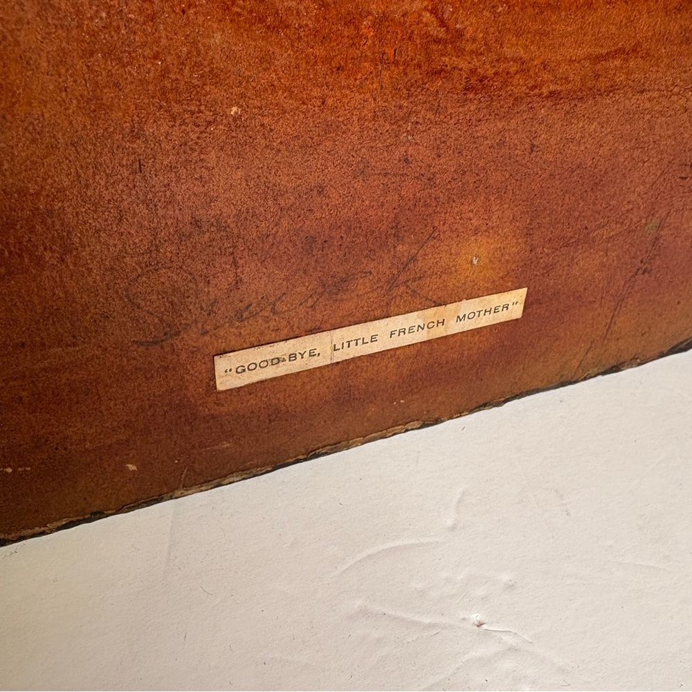 Antique WWI "GOODBYE, LITTLE FRENCH MOTHER" Wooden Wall Art Norman Rockwell - Picture 8 of 10